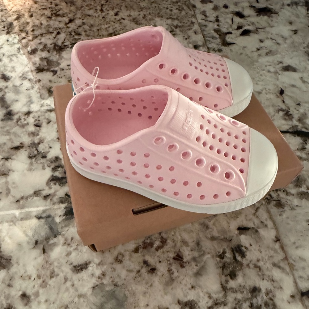Kids Pink Waterproof Slip-On Shoes